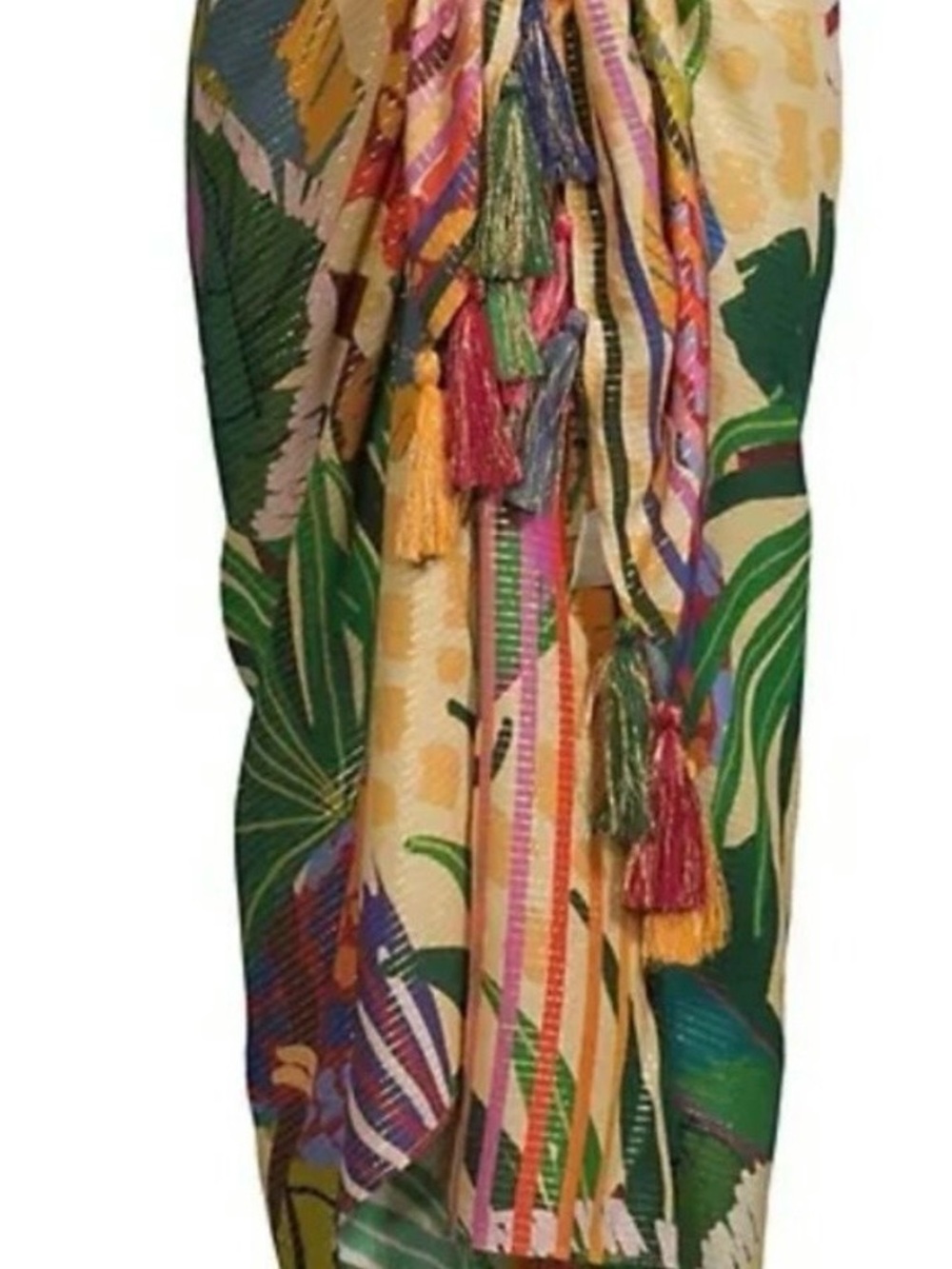 FARM RIO Tropical Print with Tassel Detail - Multicolor COVER UP DRESS SCARFS